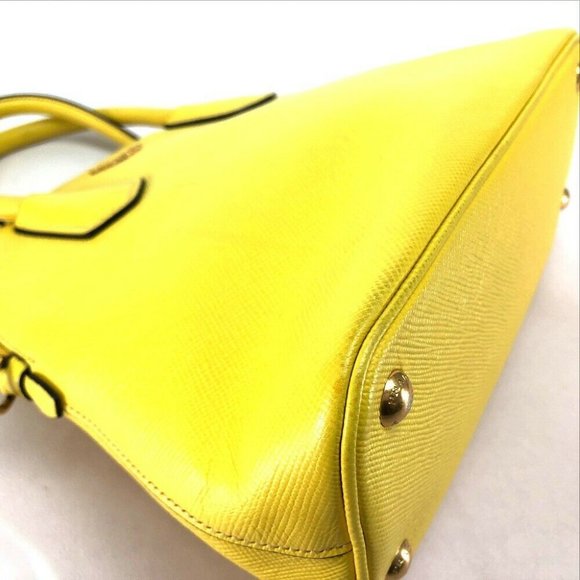 PRADA 2 WAY Hand Bag 2way bag yellow Leather BL090 - Picture 4 of 9